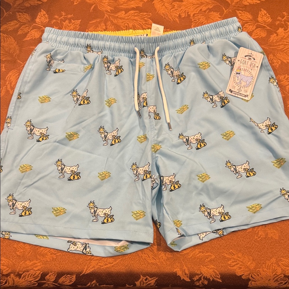 Goat USA Blue Men's Swim Trunks With money bag brand new with tags